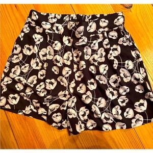 Black and white floral shorts